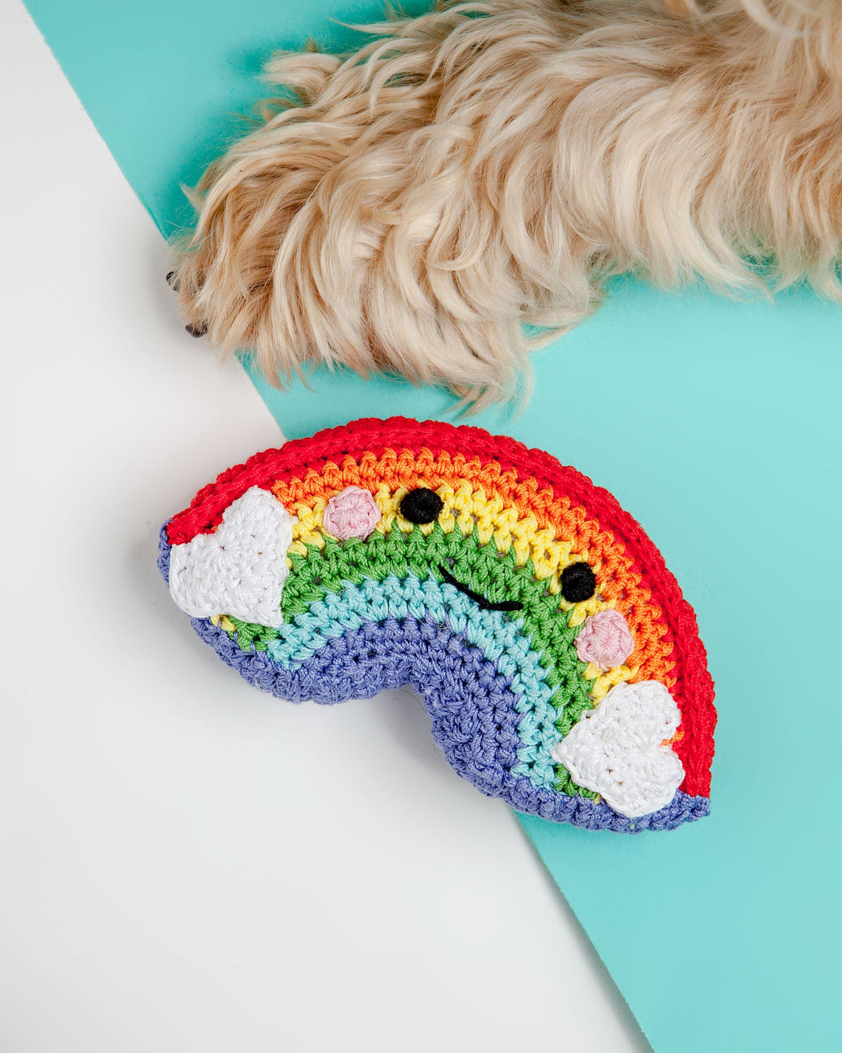 Happy Rainbow Organic Knit Dog Toy